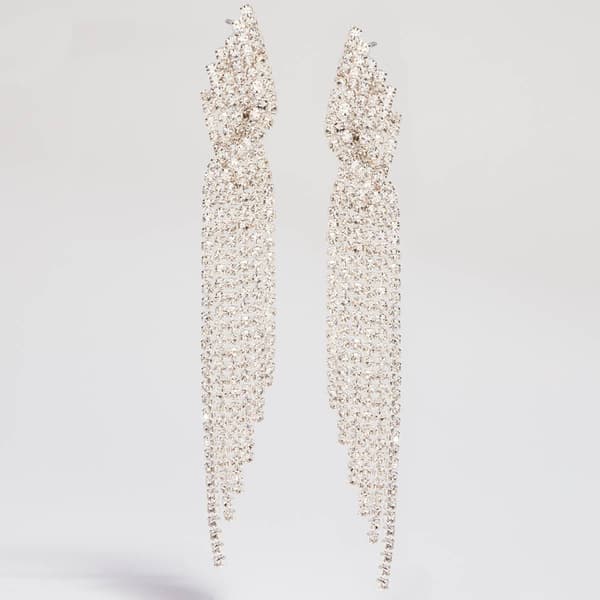 Rosa Rhinestones Fringe Twist Earrings - image 