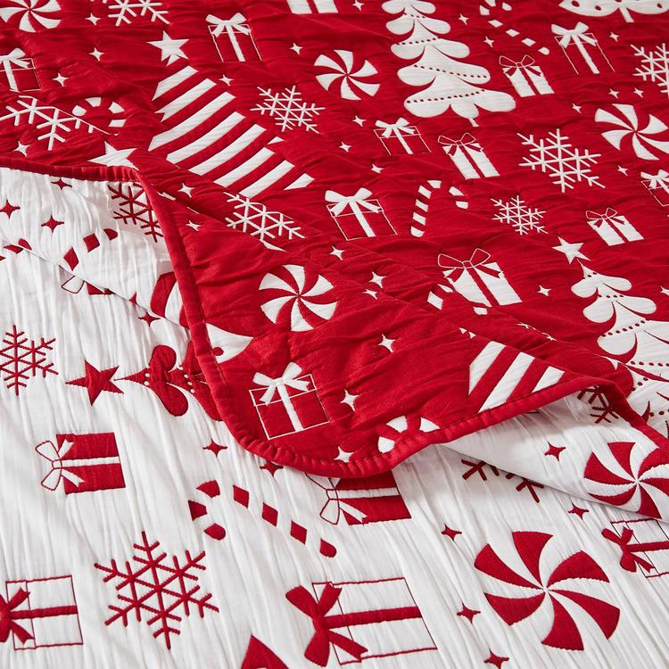 Greenland Home Fashions™ Peppermint Party Reversible Coverlet Set