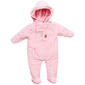 Baby Girl (NB-6M) Baby Dove Pink Bear Applique Plush Jumpsuit - image 1