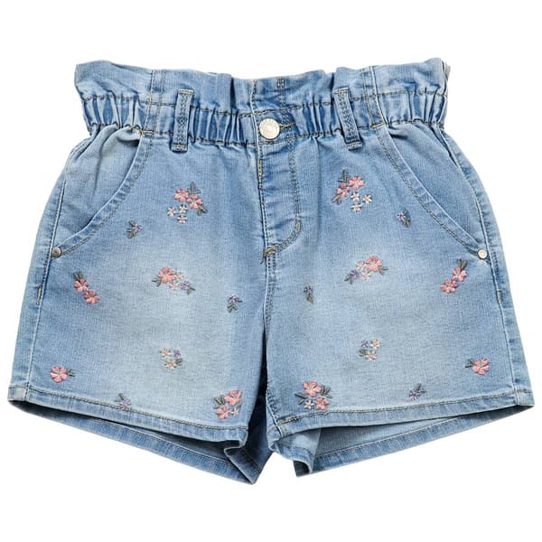 Girls (7-12) Squeeze Paperbag Flower Shorts - image 