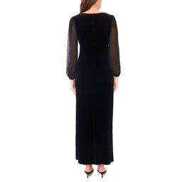 Petite MSK Long Sleeve Velvet Surplice Side Slit Evening Gown