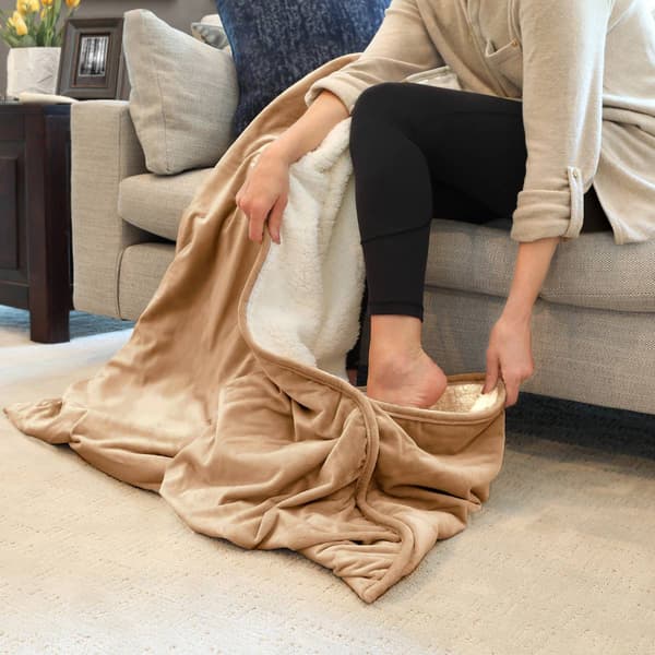 St. James Home Velvet and Sherpa Foot Pocket Throw