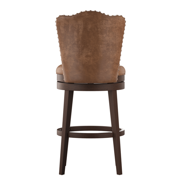 HH2 Home Edenwood Chestnut Bar Height Swivel Stool w/ Tufted Back