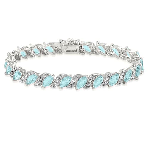 Platinum Plated Diamond Accent S Marquise Bracelet - image 