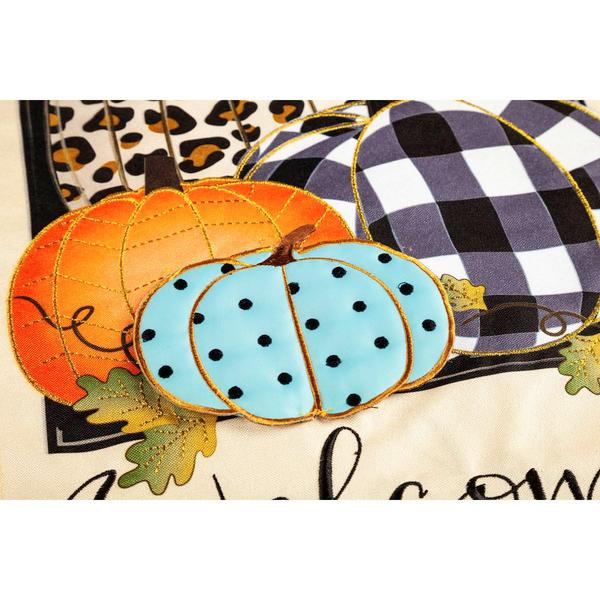 Evergreen Mixed Print Pumpkins Garden Linen Flag