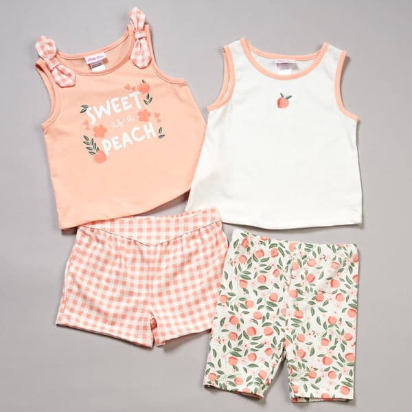 Girls (4-6x) Little Lass(R) 4pc. Sweet Peach Short Set - image 