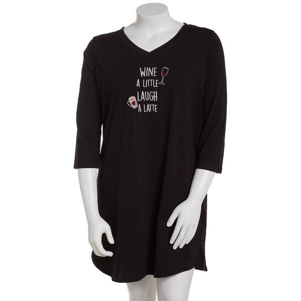 Plus Size Rene Rofe&#40;R&#41; Wine A Little Laugh A Latte Nightshirt - image 