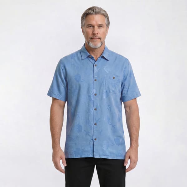 Mens Big & Tall Joe Marlin Solid Jacquard Button Down Shirt - image 