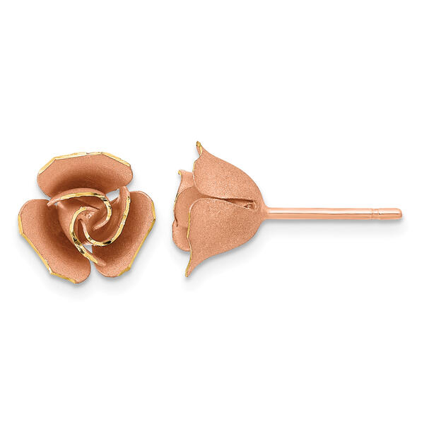 Gold Classics&#40;tm&#41; 14k Rose Gold Rose Stud Earrings - image 