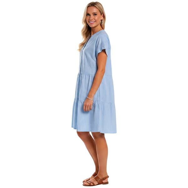 Plus Size da-sh Short Sleeve Stripe Tier Babydoll A-Line Dress