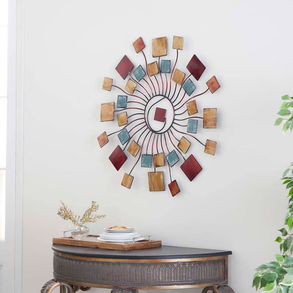 9th & Pike® Brown Modern Abstract Round Metal Wall Decor