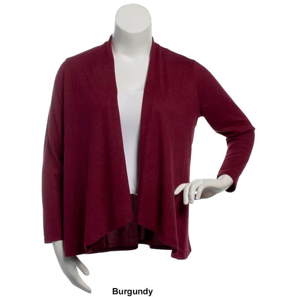 Womens Notations Long Sleeve Solid Hacci Open Cardigan
