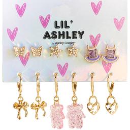 Kids Lil'' Ashley Earrings Set with Bows/Stars/Tutus/Ballet Charms