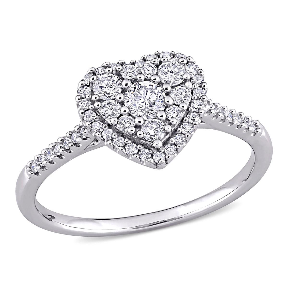 Diamond Classics(tm) 10kt. White Gold 1/2ctw. Diamond Heart Ring
