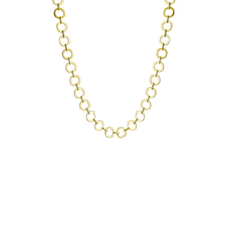 Gold Polished Flat Circle 18in. Chain Necklace