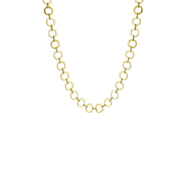 Gold Polished Flat Circle 18in. Chain Necklace - image 