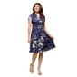 Womens 24/7 Comfort Apparel Navy Print Short Sleeve Wrap Dress - image 1