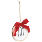 Northlight Embroidered Joy w/ Bow Wooden Disc Christmas Ornament - image 3