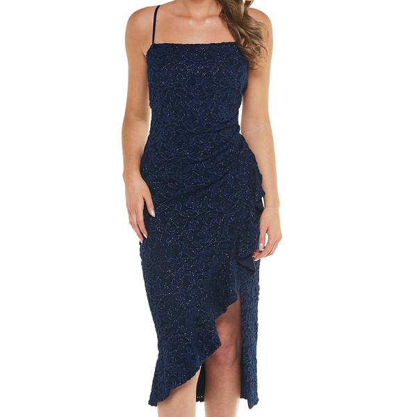 Juniors Emerald Sundae Stretch Lace Side Ruffle Midi Dress