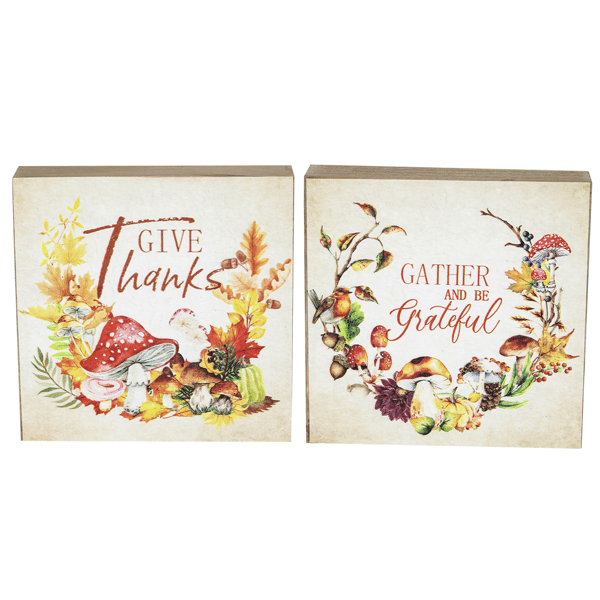 Northlight Give Thanks & Be Grateful Fall Harvest Sign - Set of 2