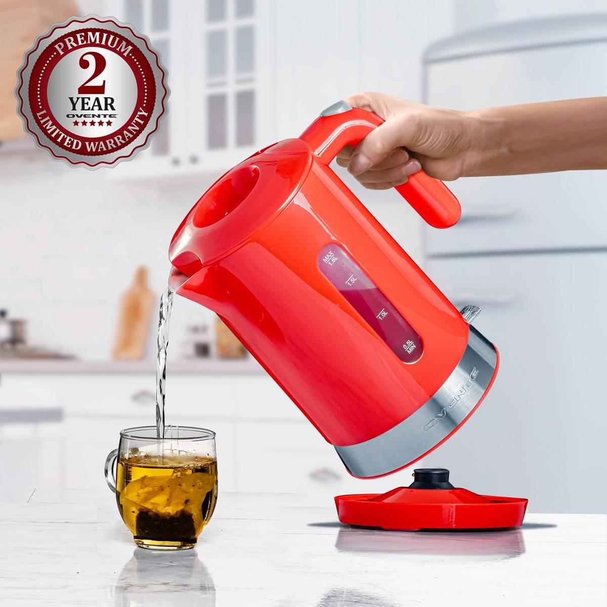 Ovente 1.8 Liter Electric Kettle w/ ProntoFill™ Lid - Red