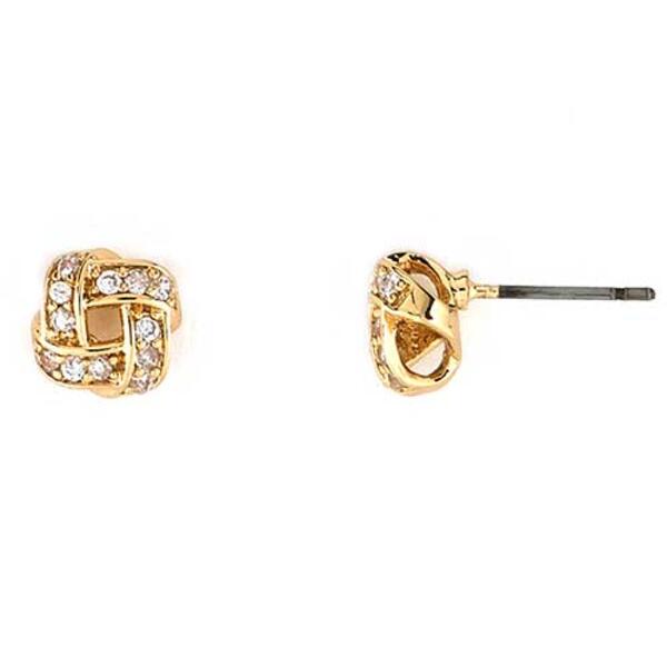 Napier Gold-Tone & Cubic Zirconia Knot Button Earrings - image 