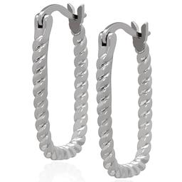 Gianni Argento Silver Plated Twisted Rope Rectangle Earrings