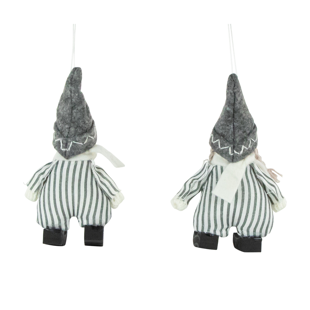 Northlight Plush Striped Boy & Girl Christmas Ornaments- Set of 2