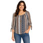 Juniors A. Byer Mix Print Mesh 3/4 Tie Sleeve Blouse - image 2