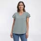 Womens Adrianna Papell Solid Cap Flutter Sleeve V-Neck Blouse - image 1