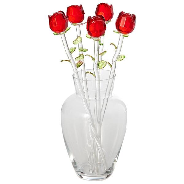 Home Essentials Red Roses with Vase Set of 6 - image 