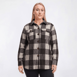 Plus Size Mountain Ridge Plaid Twill Shacket - Grisaille