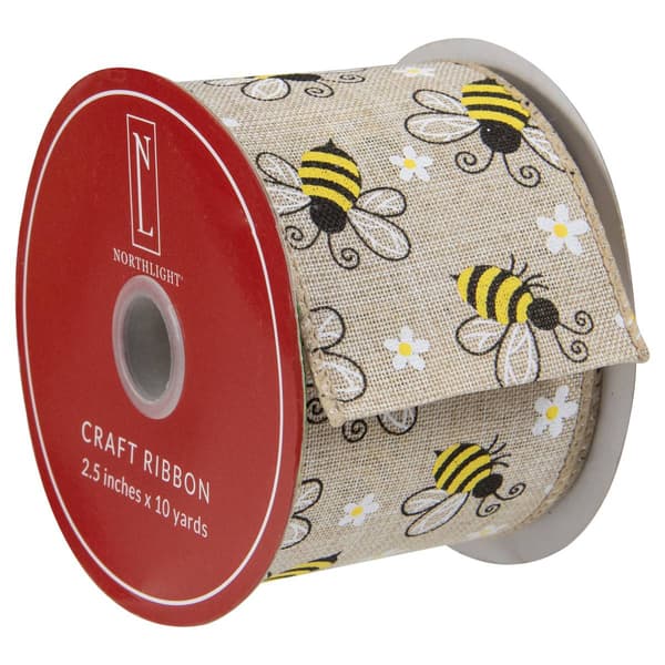 Northlight Seasonal 30ft. Bumblebee Wired Spring Craft Ribbon