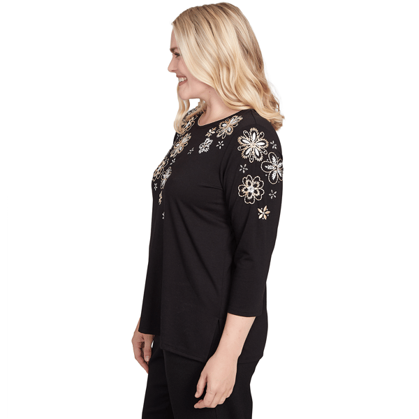 Petite Alfred Dunner Business As Usual Floral Embroider Blouse