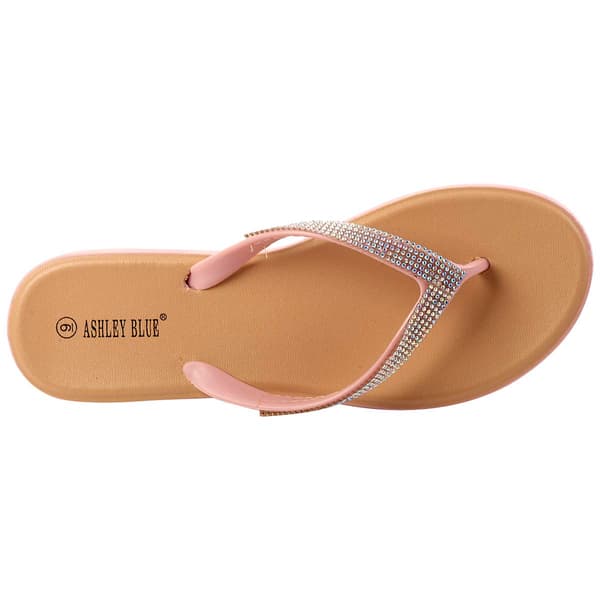 Womens Ashley Blue Crystal Flip Flops