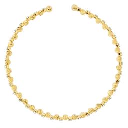 Athra Gold over Brass Diamond-Cut Bead & Crystal Coil Bracelet