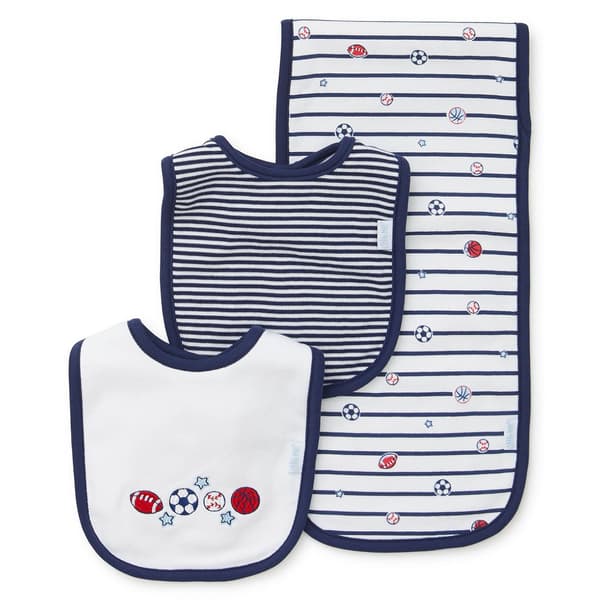 Baby Boy Little Me Sports Star Bib and Burp Set - image 