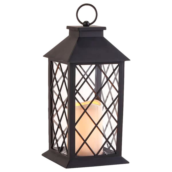 Battery Operated LED Diamond Design Plastic Lantern - image 