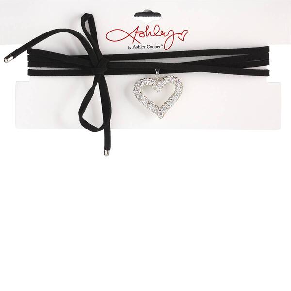 Ashley Black Cord Heart Charm Choker - image 