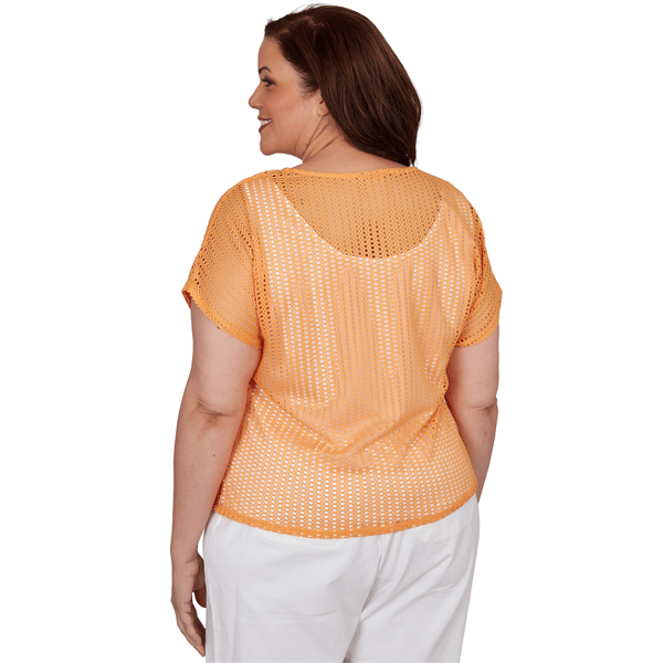 Plus Size Hearts of Palm Fun in the Sun Textured Knit Blouse - image 