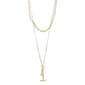 Roman Gold-Tone 2-Layer Pearl Link Chain Y-Necklace - image 1