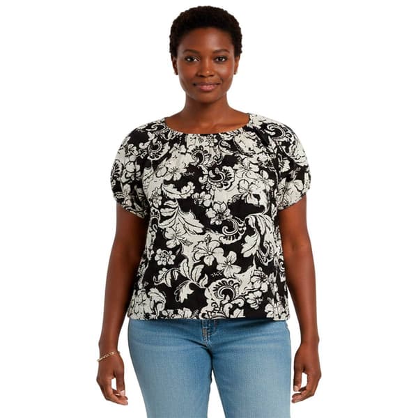 Womens Architect(R) Tonal Floral Tropical Peasant Blouse