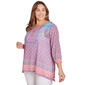Plus Size Ruby Rd. Bright Blooms Knit Embroidered Geo Blouse - image 2