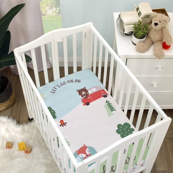 Little Love by NoJo Retro Happy Camper Mini Crib Photo Sheet