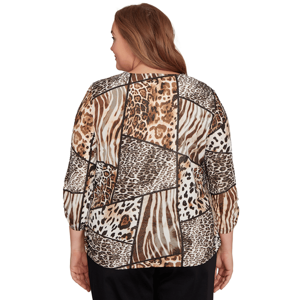 Plus Size Alfred Dunner Classics Animal Color Block Blouse
