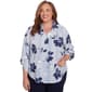 Plus Size Alfred Dunner Classics Stripe Floral Button Down - image 1