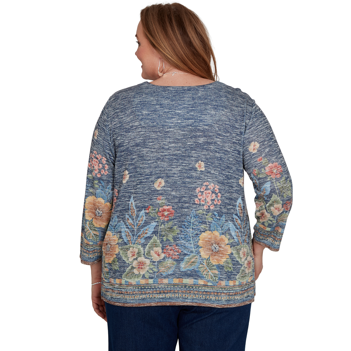 Plus Size Alfred Dunner Tuscany Square Neck Floral Sweater