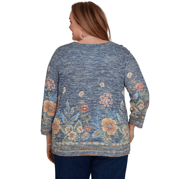 Plus Size Alfred Dunner Tuscany Square Neck Floral Sweater