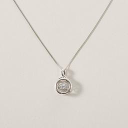 Rhodium Plated Dancing Cubic Zirconia Round Pendant Necklace
