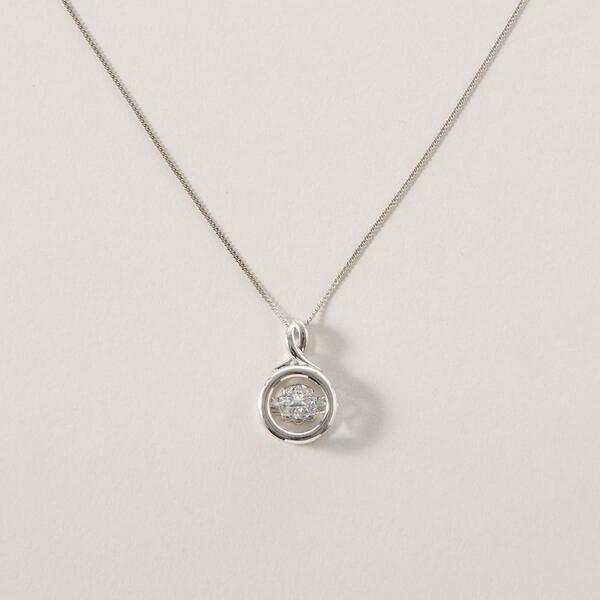 Rhodium Plated Dancing Cubic Zirconia Round Pendant Necklace - image 